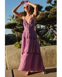 Free People - Real Love Embroidered Dress At In Summer Tulip, Size: Xl - Lyst