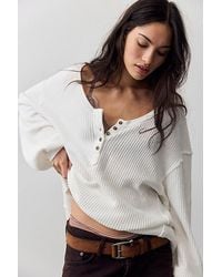 Free People - Montreal Oversized Thermal Henley - Lyst