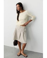 Free People - Chino Pleated Midi Skirt - Lyst