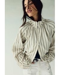 Free People - Devon Striped Balloon Funnel-Neck Jacket - Lyst