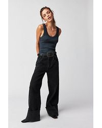 Free People - Final Countdown Cuffed Low-rise Jeans At Free People In Blackout, Size: 25 - Lyst