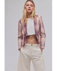 Free People - Whip Smart Distressed Plaid Blazer Jacket By - Lyst
