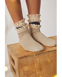 Free People - Beloved Waffle Knit Ankle Socks At In Ivory - Lyst