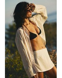 Free People - My Little Micro Mini Cotton-Linen Skort - Lyst