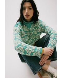 Free People - Opal Rollneck Knit Patterned Sweater - Lyst