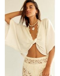 Free People - Linen Twist Front Crop Pullover - Lyst