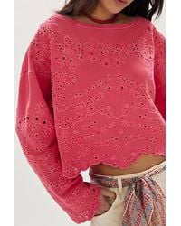 Free People - Iris Embroidered Sweatshirt - Lyst
