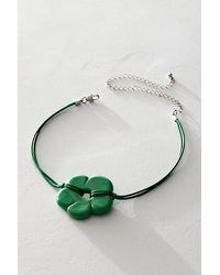 Free People - Baby Flower Cord Choker At In Jade Green - Lyst