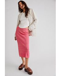 Free People - Golden Hour Midi Skirt At In Magenta Combo, Size: Large - Lyst