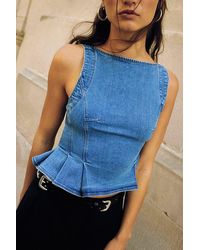 Free People - Sunfaded Denim Top - Lyst