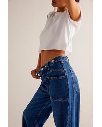 Free People - Palmer Cuffed Jeans At Free People In Tunnel Vision, Size: 24 - Lyst