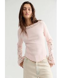 Free People - Amber Lace Cuff Long Sleeve Top - Lyst