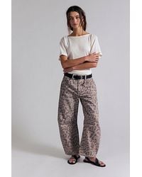 Free People - Good Luck Printed Barrel Jeans - Lyst