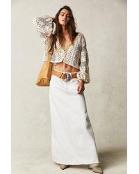 Free People - Come As You Are Denim Maxi Skirt At Free People In Daisy White, Size: Us 0 - Lyst