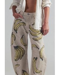 Free People - Good Luck Printed Barrel Jeans - Lyst
