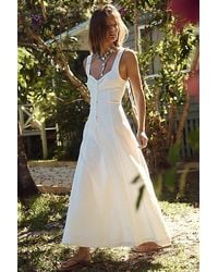 free-est - Holland Stretch Linen Midi Dress By - Lyst