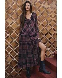 Free People - Plaid Petal Maxi Dress - Lyst