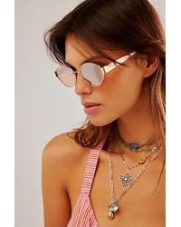 Free People - Little Secret Round Sunglasses At In Rose Gold - Lyst