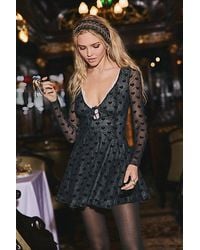 Free People - Sway With Me Flocked Mini Dress - Lyst