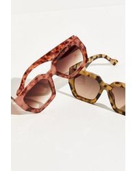 Free People - Bel Air Square Sunglasses At In Oyster - Lyst