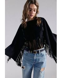 Free People - Almost There Suede Poncho - Lyst