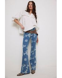 Free People - Penny Pull-On Printed Flare Jeans - Lyst