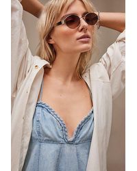 Free People - Little Secret Round Sunglasses At In Silver/smokey Brown - Lyst