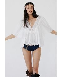 Free People - Costa Eyelet Top At In Bright White, Size: Xs - Lyst
