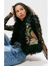 Anna Sui - Tapestry Faux Fur Trim Vest - Lyst