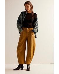 Free People - Good Luck Mid-rise Vegan Barrel Jeans At Free People In Tiger Eye, Size: 24 - Lyst