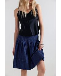 Free People - Peyton Pintuck Denim Midi Skirt - Lyst