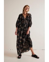Free People - Golden Hour Maxi Dress At In Black Combo, Size: Xs - Lyst