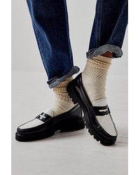G.H. Bass & Co. - G. H. Bass Whitney Super Lug Loafers At Free People In Black And White, Size: Us 7.5 - Lyst