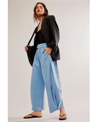 Free People - Cool Harbor Wide-leg Pants At In Blue Bliss, Size: Xs - Lyst