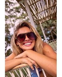 Free People - Ventura Oversized Aviator Sunglasses At In Honey - Lyst