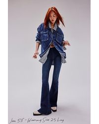 Free People - Penny Pull-on Flare Jeans At Free People In Rich Blue, Size: 25 - Lyst