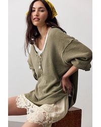 Free People - Montreal Oversized Thermal Henley - Lyst