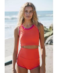 Salt Gypsy - Crop Surf Top At Free People In Papaya/hot Pink, Size: Small - Lyst