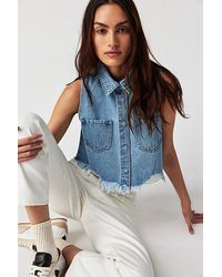 One Teaspoon - Fp X Cropped Braxton Top At Free People In Bolt Blue, Size: Xs - Lyst