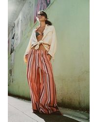 Free People - Day's End Linen Striped Pull-On Pants - Lyst