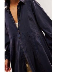 Free People - Marvelous Mia Solid Mini Dress At In Dried Indigo Overdye, Size: Xs - Lyst