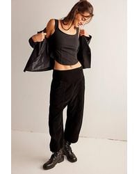 Free People - Lunan Crop Harem Cord Jeans At Free People In Black, Size: Xs - Lyst