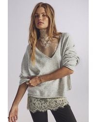 Free People - See Me V-Neck Knit Pullover - Lyst