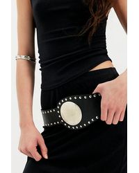 Free People NWOT Full Moon Fever Black Hip Embellished Leather Belt size 45\