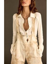 Free People - Felix Denim Dungarees - Lyst