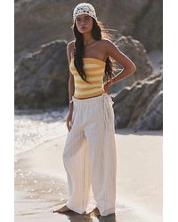 free-est - Sun Dazed Cotton-Linen Striped Pants By - Lyst