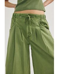 Free People - Telluride Wide-Leg Crop Pull-On Solid Pants - Lyst