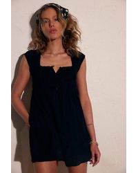 free-est - Nina Babydoll Cotton-Linen Mini Dress By - Lyst