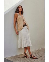 Free People - Millie Linen Vest Jacket At In Semolina, Size: Xs - Lyst