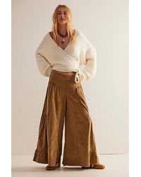 Free People - Dawn On Me Cord Wide-leg Jeans At Free People In Topaz, Size: Small - Lyst